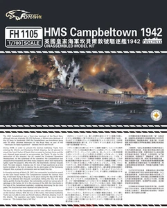 Flyhawk 1105 1/700 HMS Destroyer Campbeltown 1942 top quality - Picture 1 of 3