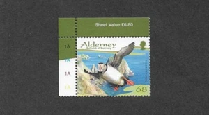 PUFFIN BIRDS SEABIRDS MNH SINGLE ALDERNEY - Picture 1 of 1