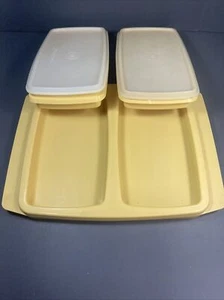 Bandeja de almacenamiento de aperitivos doble Tupperware vintage con insertos #816-6 muy rara - Imagen 1 de 8