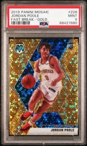 2019 Panini Mosaic Jordan Poole Fast Break GOLD /10 PSA 9 MINT Rookie RC #228  - Bild 1 von 2