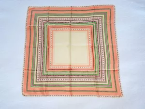 Anne Klein Vintage Silk Scarf 26" Square Striped Peach Pink Robinson Golluber - Picture 1 of 7
