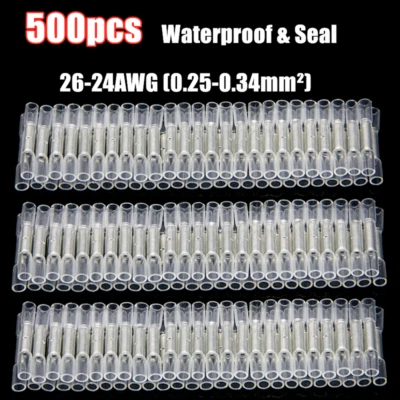 500PCS 26-24AWG Heat Shrink Wire Butt Connector Waterproof Crimp Splice Terminal - Image 1 of 4