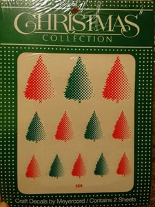 Meyercord Vintage Water Applied Craft Decals Christmas Trees NOS New - Picture 1 of 3