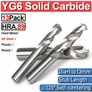 1-13mm YG6 Holzbohrer Vollhartmetall Spiralbohrer Drill Bit Set Wolframkarbid DE - Bild 1 von 22