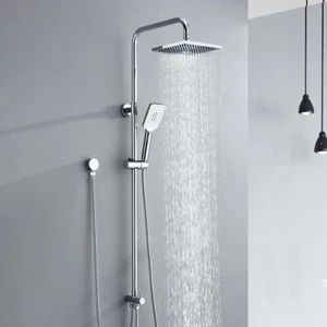 WELS Twin Hose Shower System 8" Rain Shower Head Set Sliding Rail 3-Mode Handhe - Picture 1 of 6