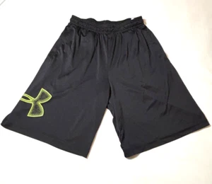 Under Armour Men's Medium Loose Fit Black Logo Shorts Drawstring Waist Pockets - Picture 1 of 7