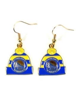Licensed NBA Golden State Beanie Team Logo Dangling Earrings - Picture 1 of 3