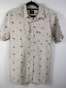 Rip Curl shirt men's short sleeved collard button up cotton palm trees Size M - Picture 1 of 9