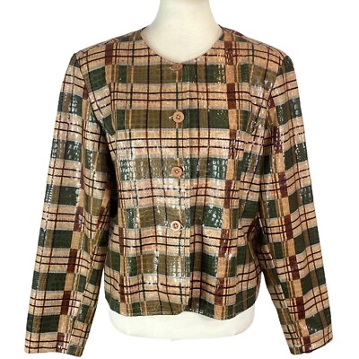 Chaqueta Selene Mujer Talla 14 Imitación Cuero Estampado Reptil A Cuadros Foto 1 de 4