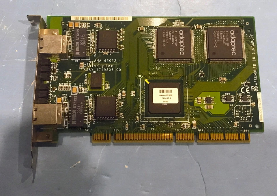 Adaptec ANA-62022 Dual Port PCI NIC 64-Bit RJ-45 CAT5 Network Card Adapter - Image 1 of 3