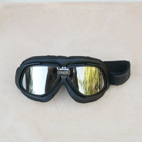 Gafas/Googles/Brille Bandit simil cuero negro con cristales espejados - Imagen 1 de 1