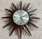 Vintage Mid Century Metamec Sunburst Wall Clock. Retro Starburst Clock 18"