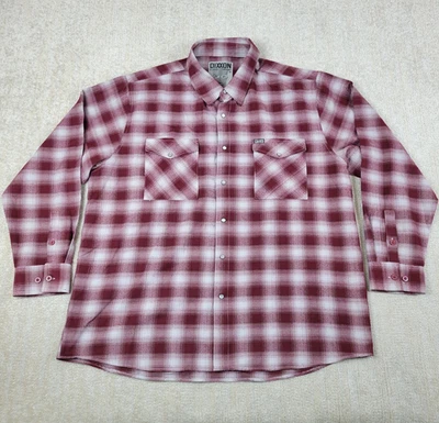 Camisa de franela Dixxon Badwood para hombre 3XL roja blanca a cuadros perla a presión campamento occidental Foto 1 de 4
