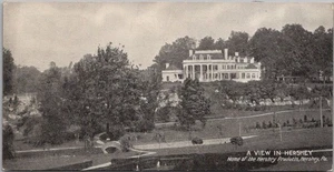Postal de HERSHEY, Pensilvania de la década de 1910 "Una vista en Hershey" vista a la mansión / SIN USAR - Imagen 1 de 2