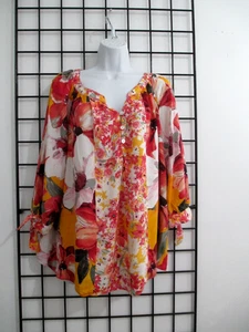 FIG AND FLOWER /  ANTHROPOLOGIE  🌸 SIZE 2X==FLORAL PRINT / BABYDOLL BLOUSE - Picture 1 of 7