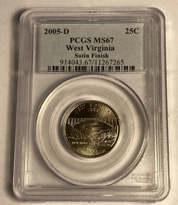 2005-D West Virginia State Quarter - Satin Finish - PCGS MS67 - Picture 1 of 2