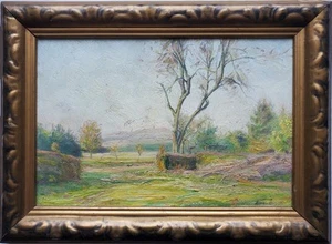 Gemälde Öl Landschaft Sommer Heuballen Julian Klein von Diepold Signiert - Bild 1 von 18