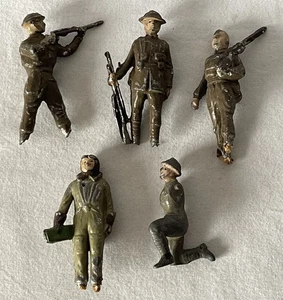 Lot 5 Vintage PLAYWORN & DAMAGED Toy Soldiers Britains Era #30-246 - Picture 1 of 8