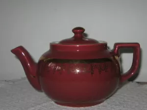 Tetera y tapa vintage Hall U.S.A. 013 marrón y dorado filigrana y recorte de 6 tazas - Imagen 1 de 11