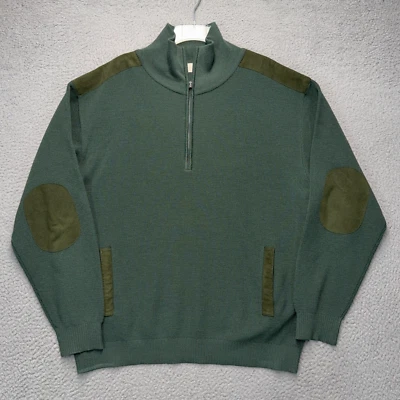 Harry Vardon Sweater Men Large Green 1/4 Zip Wool Mock Neck Pullover Jumper Golf - Image 1 of 4