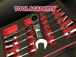 Britool Hallmark 8-19mm Stubby Ratchet Flexi Spanner Wrench Set In Foam TM3 - Picture 1 of 5