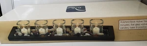 Set of 5 Votive Candle holders in wood tray cups for religious sacred ceremony - Bild 1 von 4