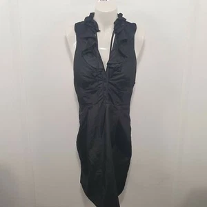 Nylon Flocks Nicola Finetti Black Collared Racer Back Cocktail Dress Sz 10 - Picture 1 of 8