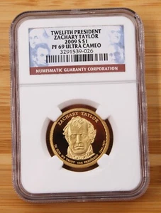 NGC 2009 S ZACHARY TAYLOR 12th Presidential $1 Dollar PF69 Ultra Cameo Proof - Picture 1 of 3