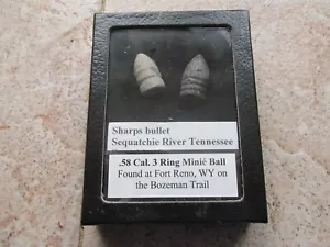 SHARPS BULLET DISPLAY 58 CAL IN SHADOW BOX FT RENO NEVADA - Picture 1 of 3