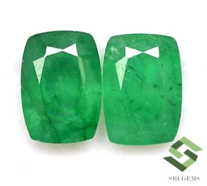 7x5 mm Certified Natural Emerald Cushion Cut Pair 1.88 CTS Loose Gemstones - Picture 1 of 6