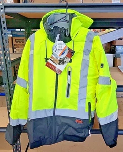 *HI-VIS HEATED SAFETY NANO BOMBER JACKET YELLOW/GREEN--V1210160U-3XL - Picture 1 of 3
