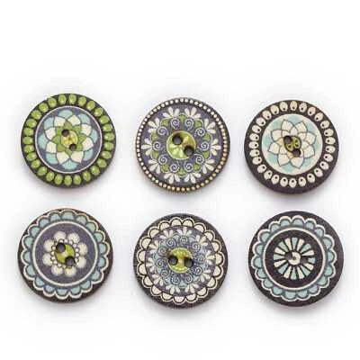 50pcs Retro Wood Buttons for Handwork Sewing Scrapbook Clothing Crafts Decor - Image 1 of 3