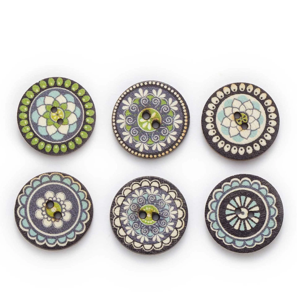 50pcs Retro Wood Buttons for Handwork Sewing Scrapbook Clothing Crafts Decor - Image 1 of 3