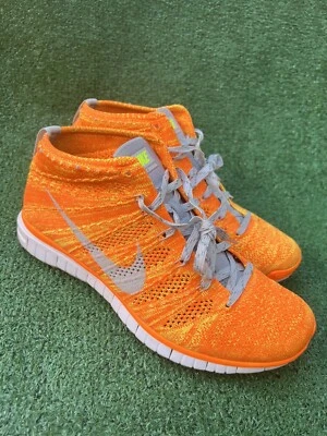 Nike Free Flyknit Chukka Orange/Gray Running Shoes Men's Size 9.5 Pre-owned - Image 1 of 4
