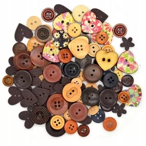 100 Holzknöpfe Braune mischung Mix nähen Zweilochknöpfe Knöpfe DIY - Bild 1 von 5