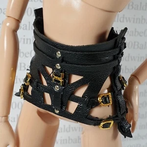 GÜRTEL ~ 11,5" 1/6 PUPPE SCHWARZ GOLD KUNSTLEDER KORSETT MODELL MUSE HERVE LEGER - Bild 1 von 8