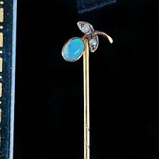 Edwardian 9ct Gold, Opal & Pearl berry Stick, krawat, cravat, klapa, około 1910