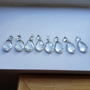 Eight crystal chandelier droplets 2 1/2 ins long beautifully shaped - Picture 1 of 4
