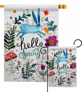 Hello Spring Garden Flag Floral Decorative Small Gift Yard House Banner - Picture 1 of 19