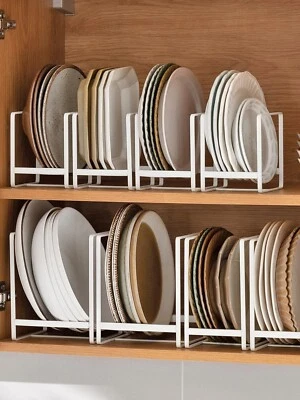 2X Upright Plate Storage Rack Metal Holder Kitchen Cabinet Dish Drying Organizer - Image 1 of 4