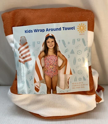 Horizon Group Kids Wrap Around Towel, 43”x22” Orange And White - Image 1 of 3