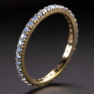 LIGHT BLUE SAPPHIRE 14K YELLOW GOLD ETERNITY RING STACKING BAND NATURAL GEMSTONE - Picture 1 of 3