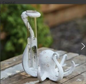 Octopus Rain Gauge Cast Iron Garden Decor,7"H