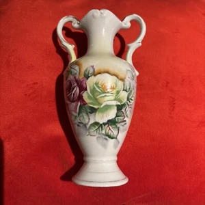 Vintage Kalk Arnart Floral Gold Trim Two Handled Porcelain Vase German - Picture 1 of 8