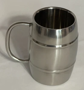 Stainless Steel Barrel Mugs, 16 oz Double Wall Beer Stein-Original Packaging-NEW - Picture 1 of 7