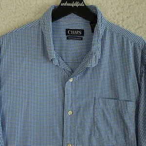 Chaps Shirt Mens XL Blue White Check Performance Long Sleeve Button Up Golf  - Picture 1 of 10