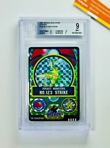 Pokemon BGS 9 Scyther #123 Prism Bandai Sealdass Sticker 1997 Japanese - Foto 1 di 3