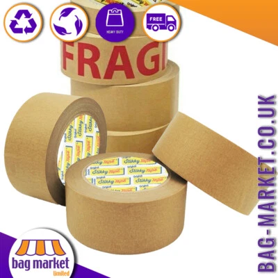 Brown Kraft Paper Parcel Tape, 48mm x 50 Metre Rolls, Strong, Stikky, Packing - Image 1 of 4