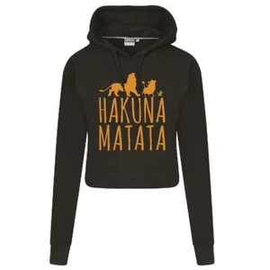Hakuna Matata NUEVA Top Rey León Broma Damas Crophood Sudadera con Capucha - Imagen 1 de 21