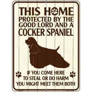 Letrero de estacionamiento protegido por un Cocker Spaniel 9"x 12" para puerta de pared de hogar garaje - Imagen 1 de 1